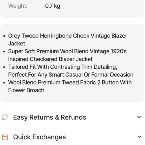 House Of Cavani Herringbone Gray Blazer - Picture 15 of 15